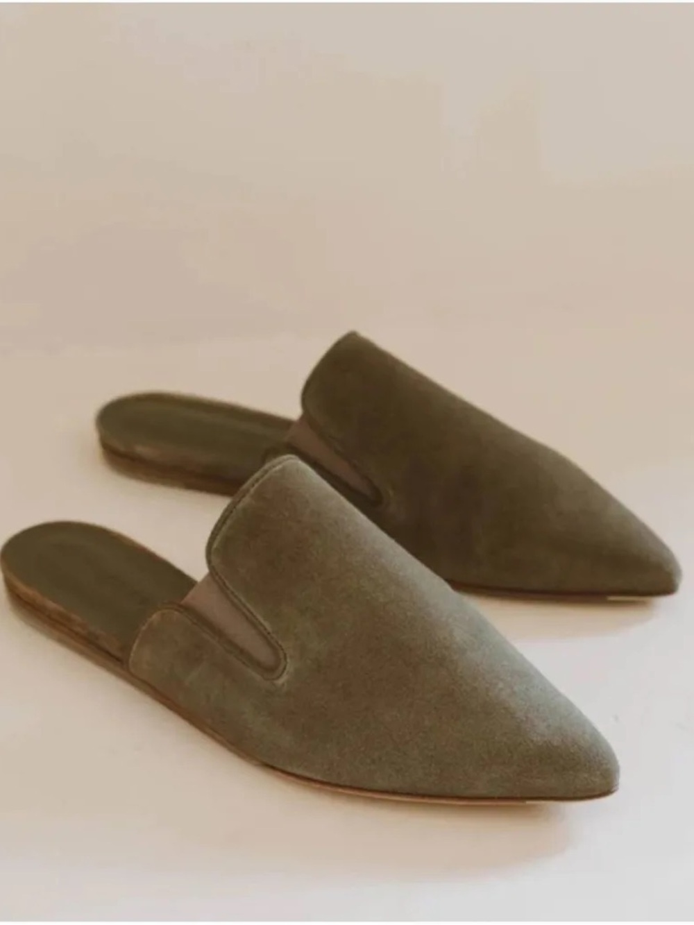 Jenni kayne olive green Suede Slip-On mule